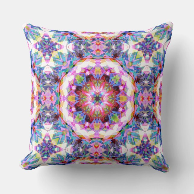 Whimsical Purple Blue Pink Colorful Pattern Cushion (Front)
