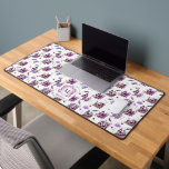 Whimsical Purple Butterflies Pattern Monogram Desk Mat<br><div class="desc">Beautiful purple butterflies floral pattern with an elegant crested monogram initial and name design.</div>