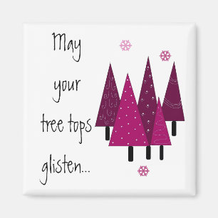 Whimsical Purple Christmas Trees Magnet