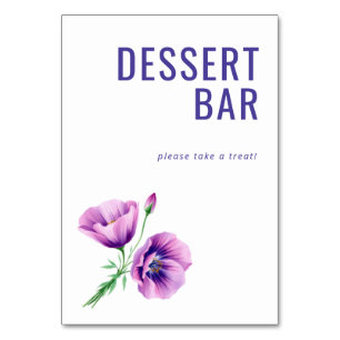 Whimsical Purple Floral Dessert Bar Sign Table Number