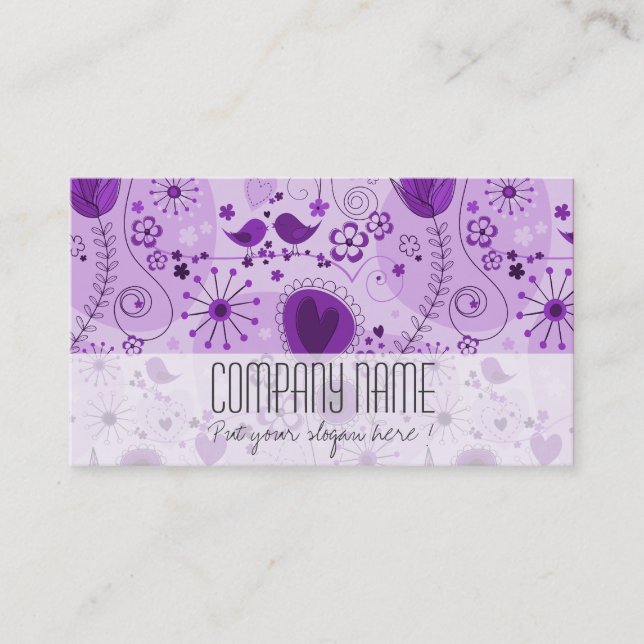 Whimsical Purple Floral Elegant Event Planner Business Card (Front)