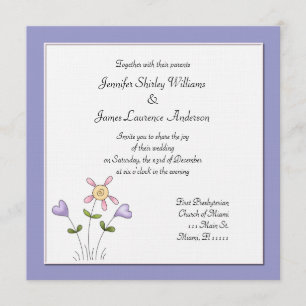 Whimsical Purple Floral Wedding Invitation