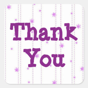 Whimsical Purple Flowers Thank You Sticker