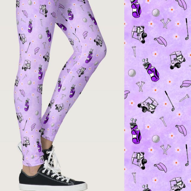 Whimsical purple golf themed patterned leggings (Creator Uploaded)
