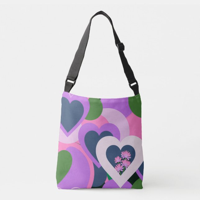 Whimsical Purple Heart Art Tote (Front)