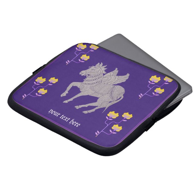 Whimsical purple horse with wings Electronics Bag (Front Top)