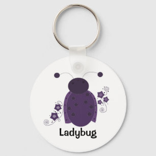 Whimsical Purple Ladybug Key Ring