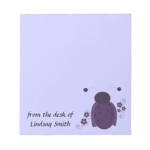 Whimsical Purple Ladybug Notepad