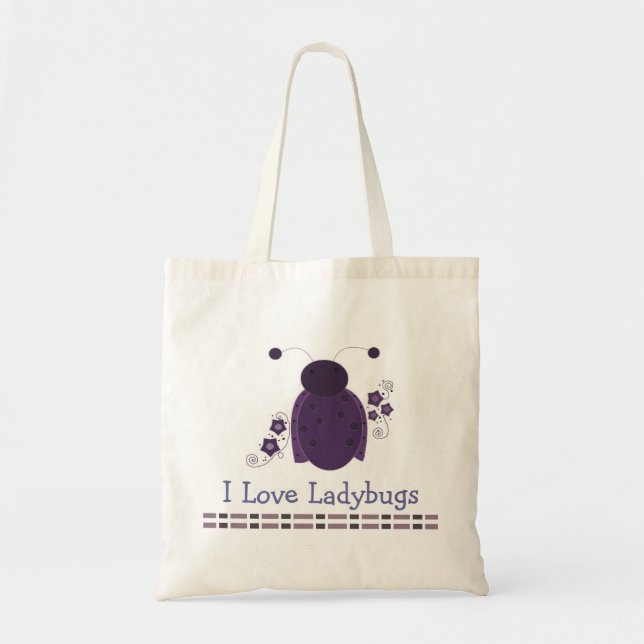 Whimsical Purple Ladybug Tote Bag (Front)