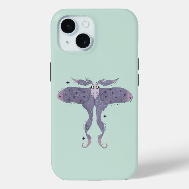 Whimsical Purple Moth with Star Sparkles Case-Mate iPhone Case (Back)