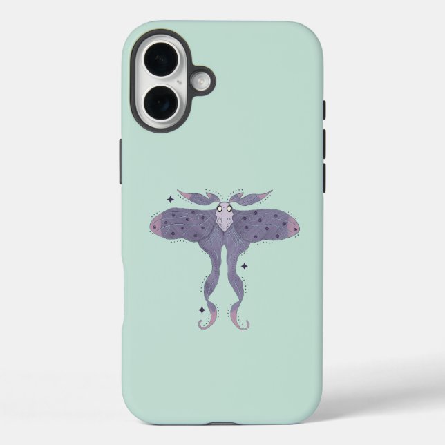 Whimsical Purple Moth with Star Sparkles Case-Mate iPhone Case (Back)