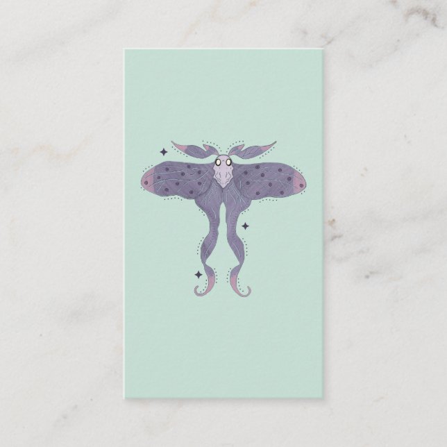 Whimsical Purple Moth with Star Sparkles  Enclosure Card (Front)