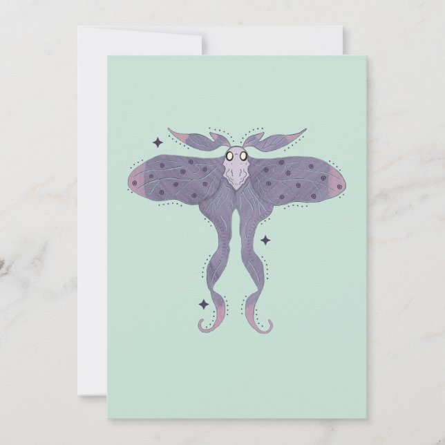 Whimsical Purple Moth with Star Sparkles  Invitation (Front)