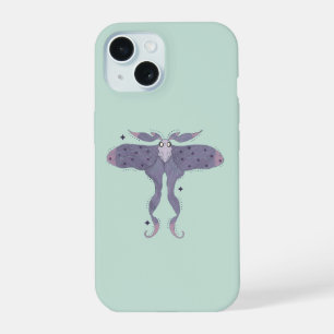 Whimsical Purple Moth with Star Sparkles iPhone 15 Case