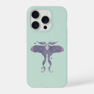 Whimsical Purple Moth with Star Sparkles iPhone 15 Pro Case
