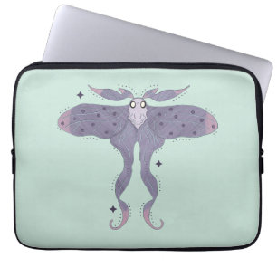 Whimsical Purple Moth with Star Sparkles Laptop Sleeve