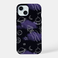 Whimsical Purple Outer Space Seamless Pattern