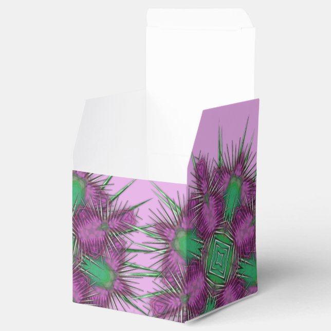 Whimsical Purple Scottish Thistle Floral Design Favour Box (Opened)