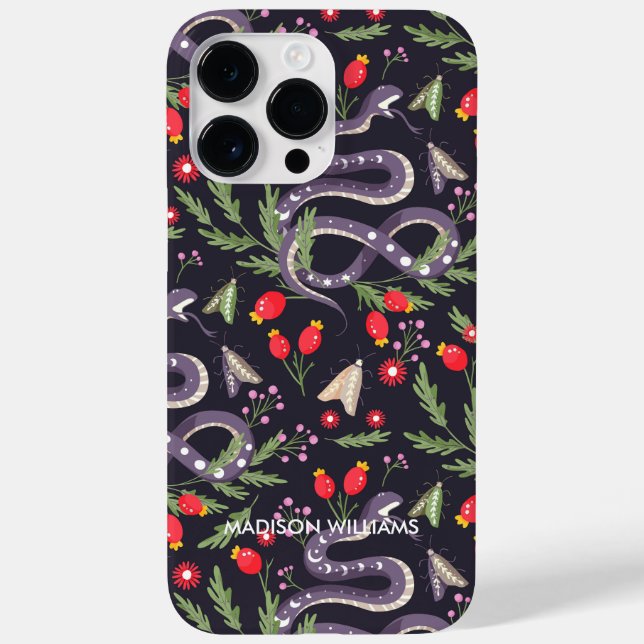 Whimsical Purple Snake & Botanical– Personalised  Case-Mate iPhone Case (Back)