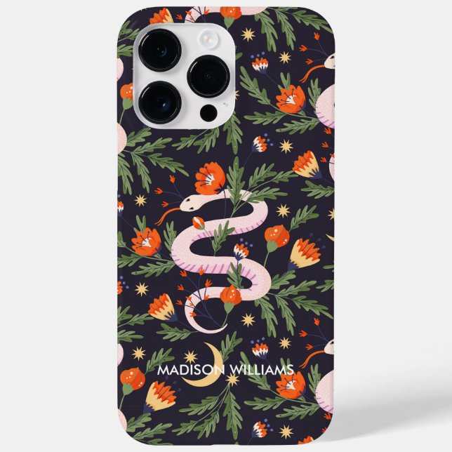 Whimsical Purple Snake & Botanical– Personalised  Case-Mate iPhone Case (Back)