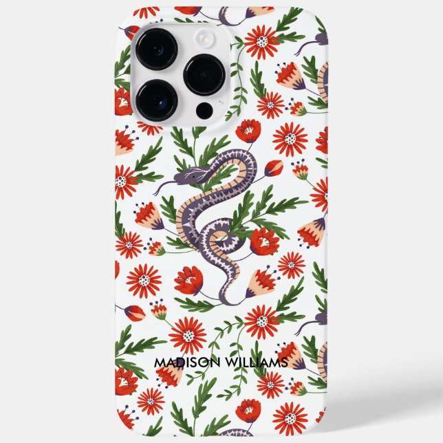 Whimsical Purple Snake & Botanical– Personalised  Case-Mate iPhone Case (Back)