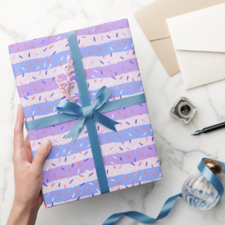 Whimsical Purple Sprinkles and Stripes Wrapping Paper