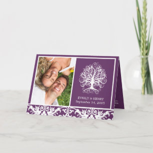 Whimsical Purple Swirl Tree 2 Photo Wedding  Invitation