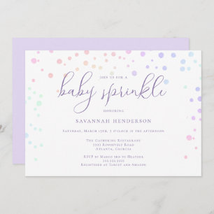 Whimsical Purple Watercolor Confetti Baby Sprinkle Invitation