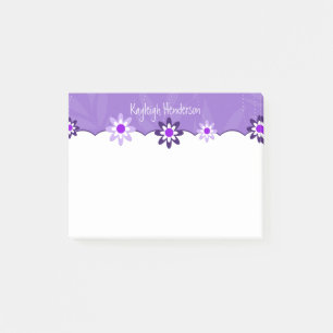 Whimsical Purple White Flowers Personalised Post-it Notes