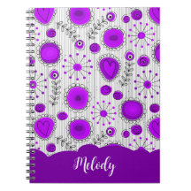 Whimsical purple white hearts flowers floral name