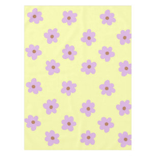 Whimsical Purple & Yellow Floral Retro Cheerful Tablecloth