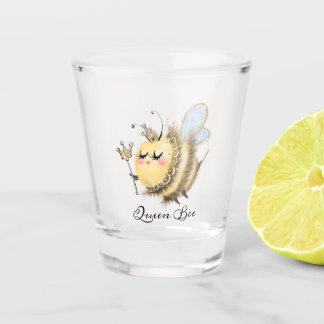 Whimsical Queen Bee with Crown and Wand Shot Glass