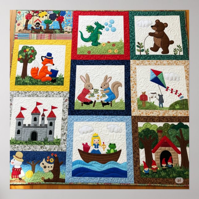 Whimsical Quilt Graphic Poster (Front)