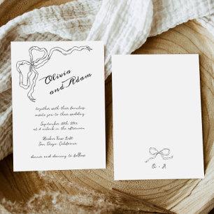 Whimsical Quirky Bow Handwritting Elegant Wedding Invitation