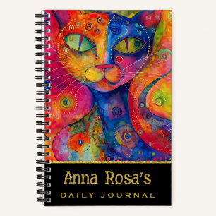 *~* Whimsical Quirky Cat AN1 Happy Colourful Notebook