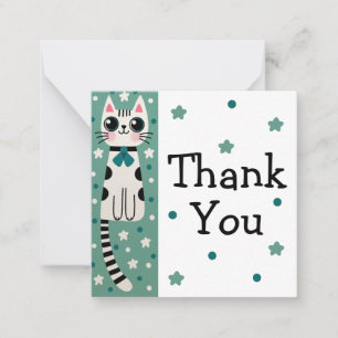 Whimsical Quirky Doodle Cat Drawing Card