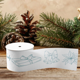 Whimsical Quirky Doodle Holiday Grosgrain Ribbon