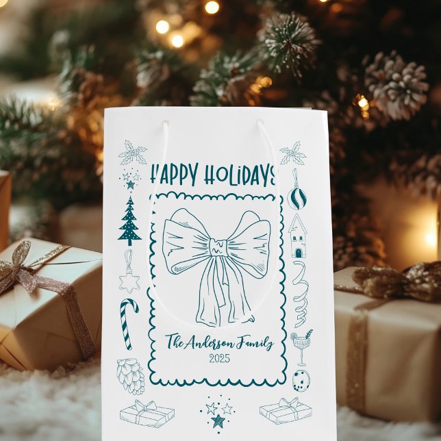 Whimsical Quirky Doodle Holiday Medium Gift Bag (Creator Uploaded)