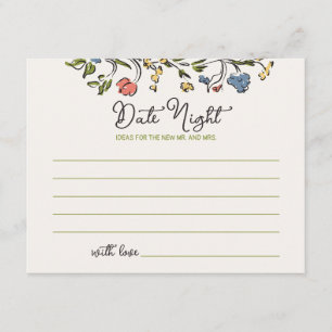 Whimsical Quirky Floral Bridal Shower Date Night Enclosure Card