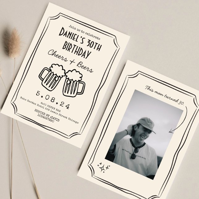 Whimsical Quirky Funky Cheers 30 th Birthday Invitation (Creator Uploaded)