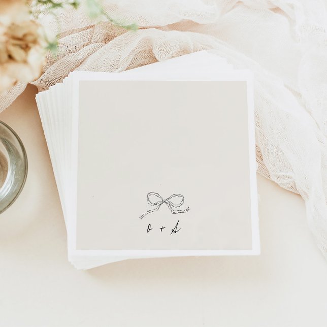 Whimsical Quirky Hand Drawn Bow Monogram Minimal Napkin (Creator Uploaded)