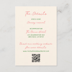 Whimsical Quirky Handwritten Wedding Details Enclosure Card
