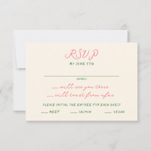 Whimsical Quirky Handwritten Wedding RSVP Card