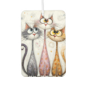 Whimsical Quirky Long Neck Cats Car Air Freshener