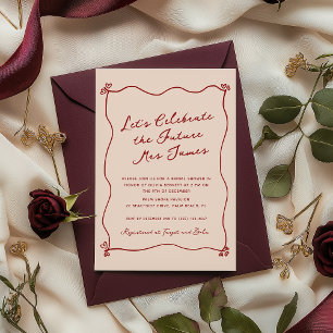 Whimsical Quirky Red Hand Drawn Bridal Shower Invitation