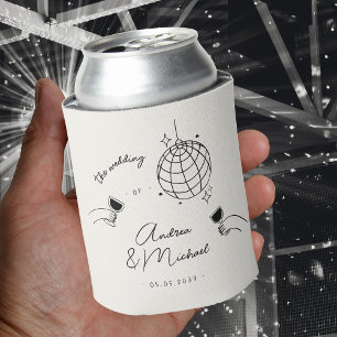 Whimsical Quirky Retro Disco French Wedding Favour Can Cooler