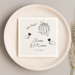 Whimsical Quirky Retro Fun French Engagement Party Napkin