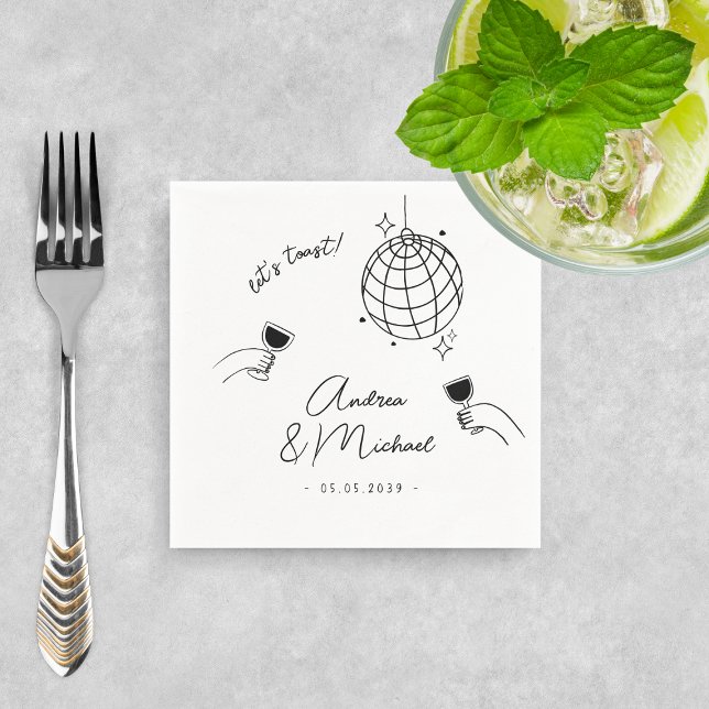 Whimsical Quirky Retro Fun French Engagement Party Napkin (Creator Uploaded)