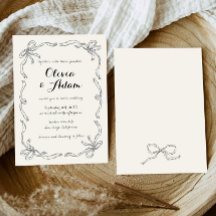 Whimsical Quirky Retro Hand Drawn Bow Wedding