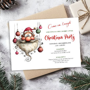Whimsical Quirky Santa Editable Christmas Party Invitation